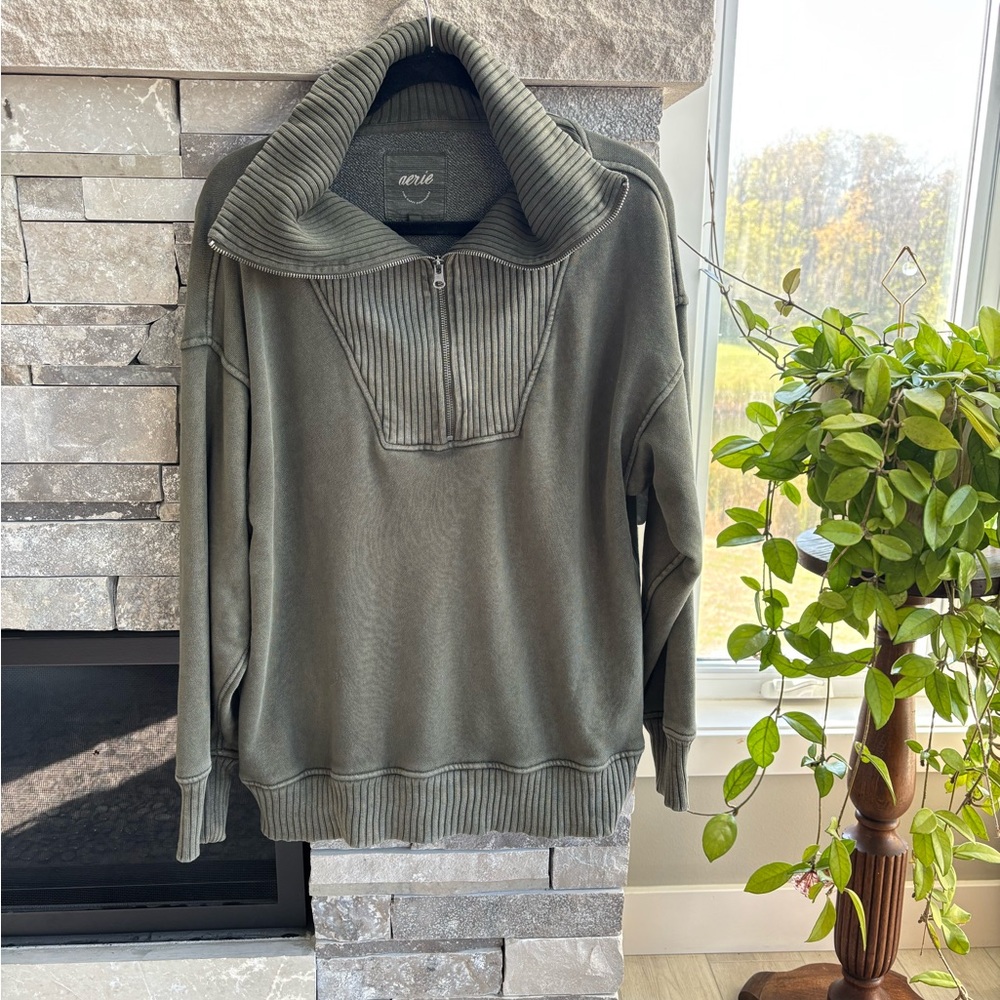 Aerie | Down to Earth Quarter Zip Sweatshirt | Size Small